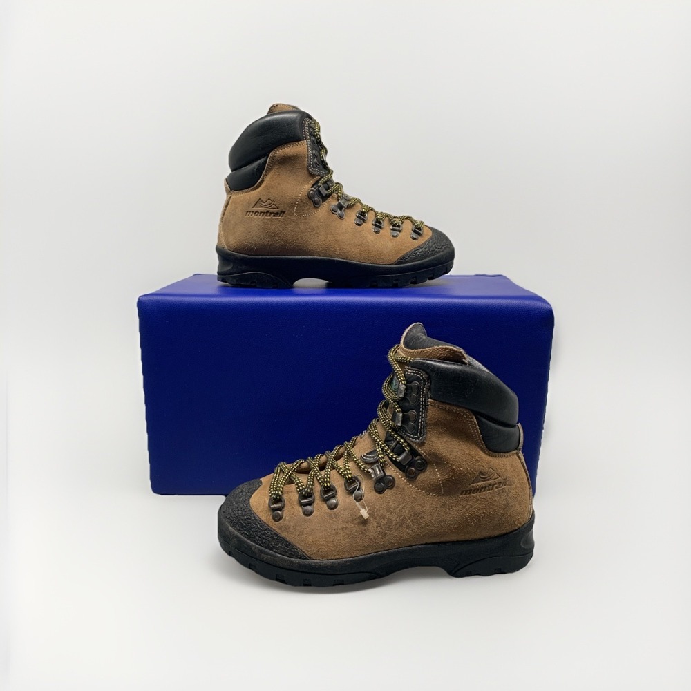 Vintage Montrail Vercos Hiking Boots Womens 8 Beige Nubuck Leather Vibram Sole